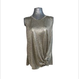 Metallic front knot tie silver top